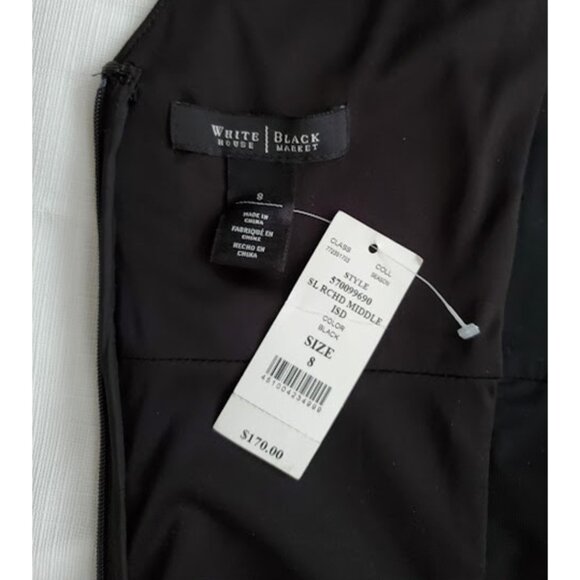 NWT WHBM Black Slimming Dress LBD Knee-Length Sleeveless V-Neck Front/Back  Sz 8 - Picture 3 of 12